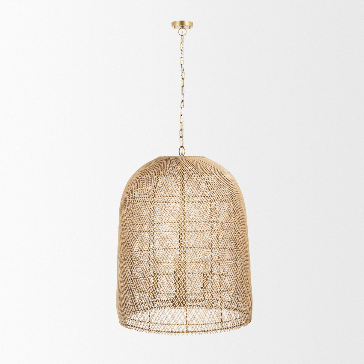 Thad 4-Light Natural Woven Rattan Foyer Chandelier by Mercana at Eve Furniture