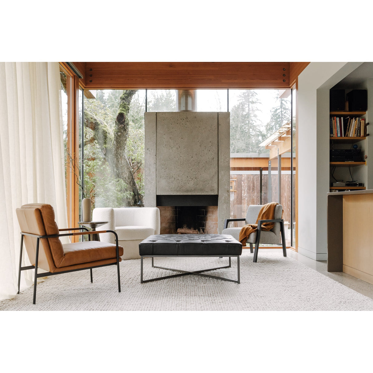 Thad Black Ottoman by MOES at Eve Furniture