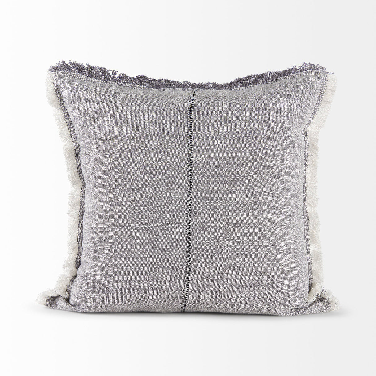 Thais Blue and Cream Fringed Decorative Pillow Cover by Mercana at Eve Furniture