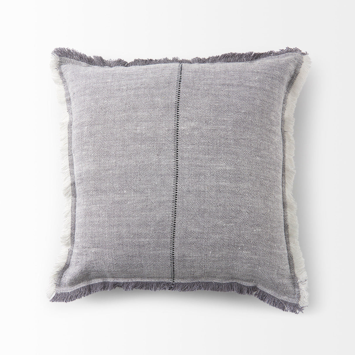 Thais Blue and Cream Fringed Decorative Pillow Cover by Mercana at Eve Furniture