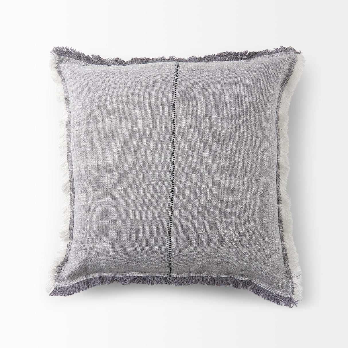 Thais Blue and Cream Fringed Pillow Cover w/Non-Allergen Filler, Set of 2 by Mercana at Eve Furniture