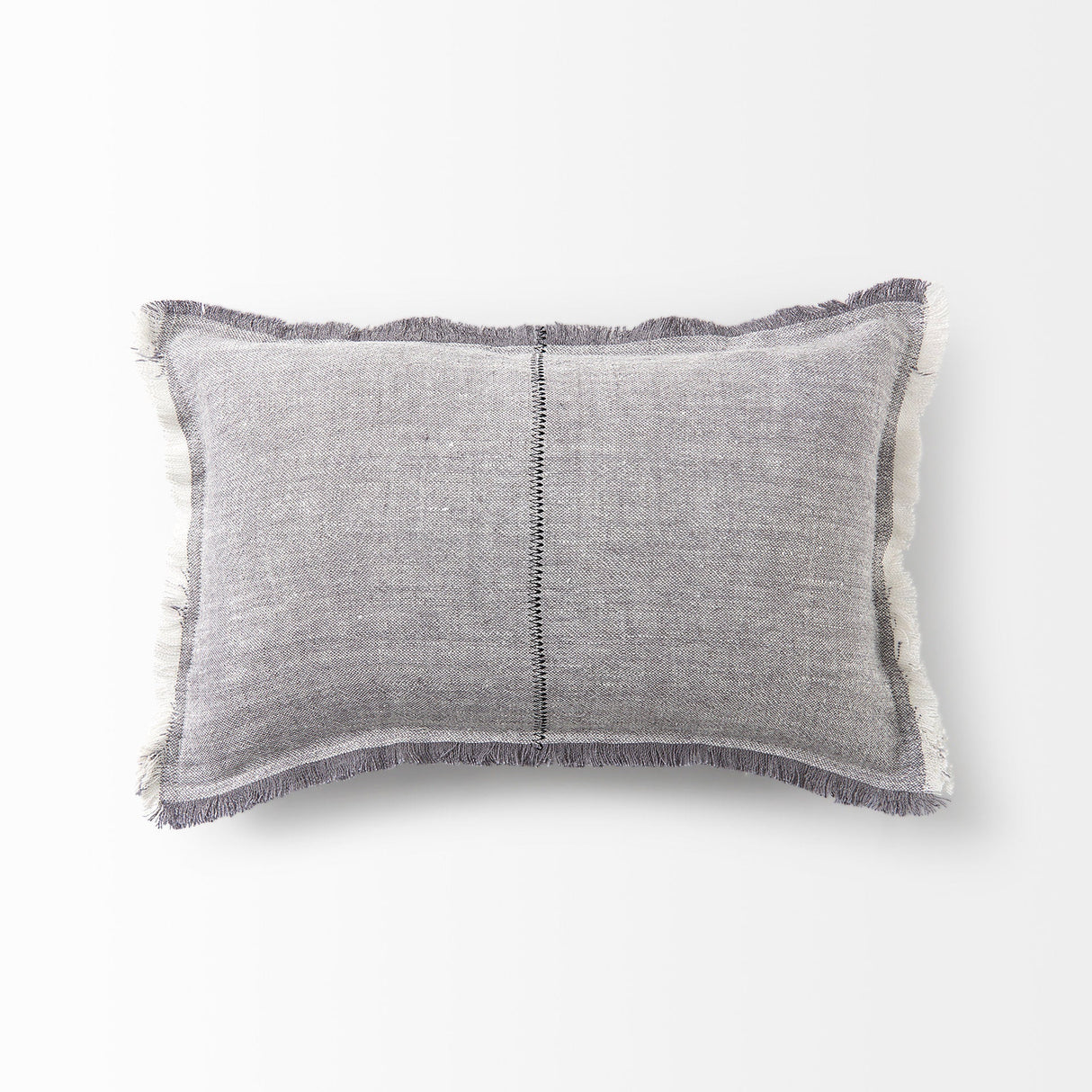 Thais Gray Fabric Fringed Decorative Pillow Cover by Mercana at Eve Furniture