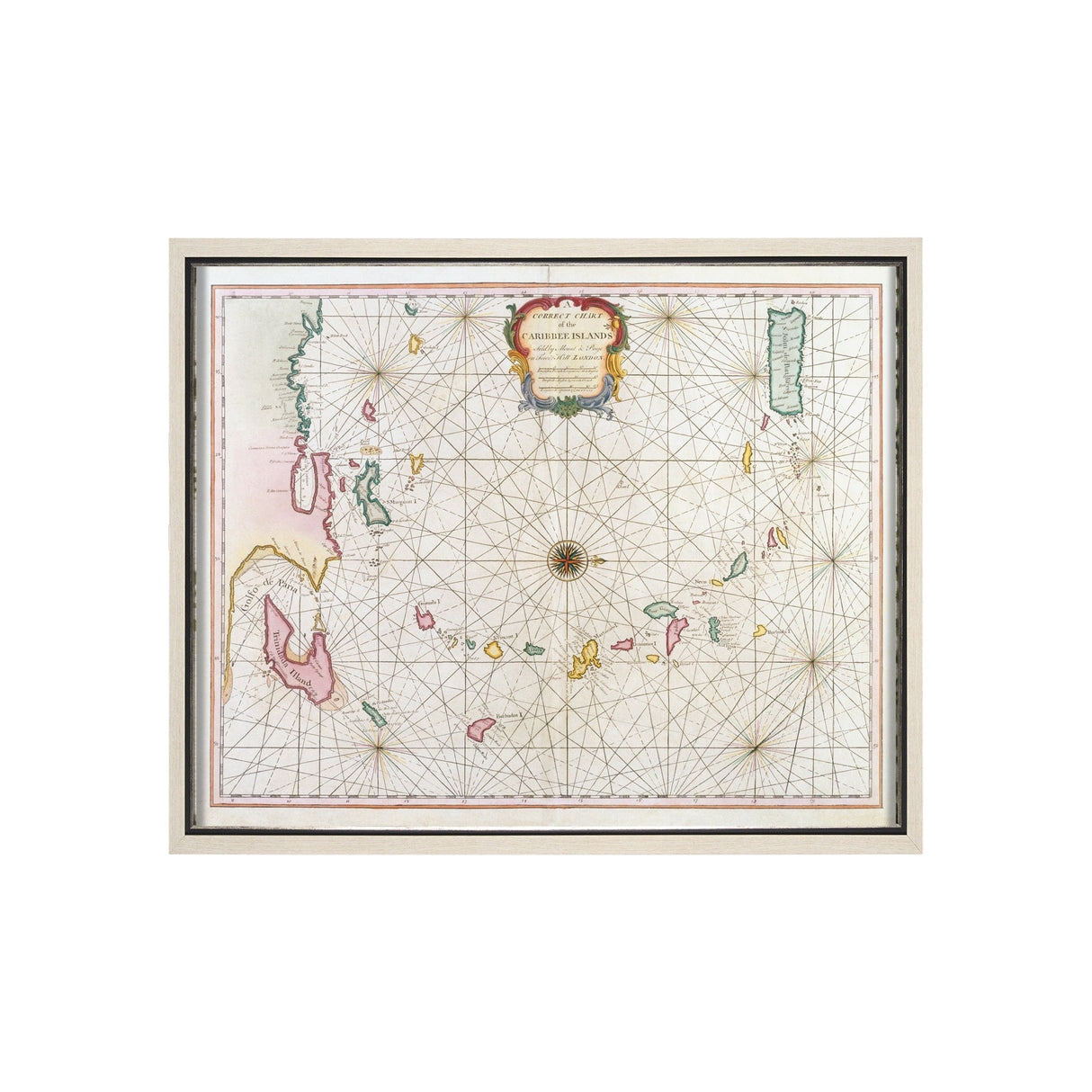 The Caribbean Islands, 1715-1750 by Mercana Studio a Hand Embellished Textured Framed Art Print by Mercana at Eve Furniture