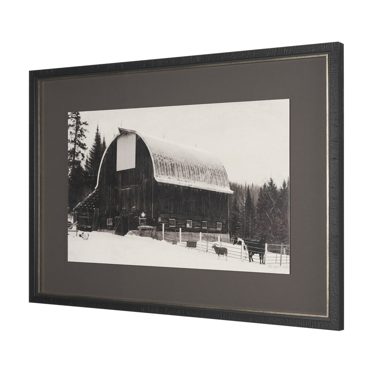 The Farm by Deborah Revell Hand Embelished Textured Framed Art Print Matted under Glass by Mercana at Eve Furniture