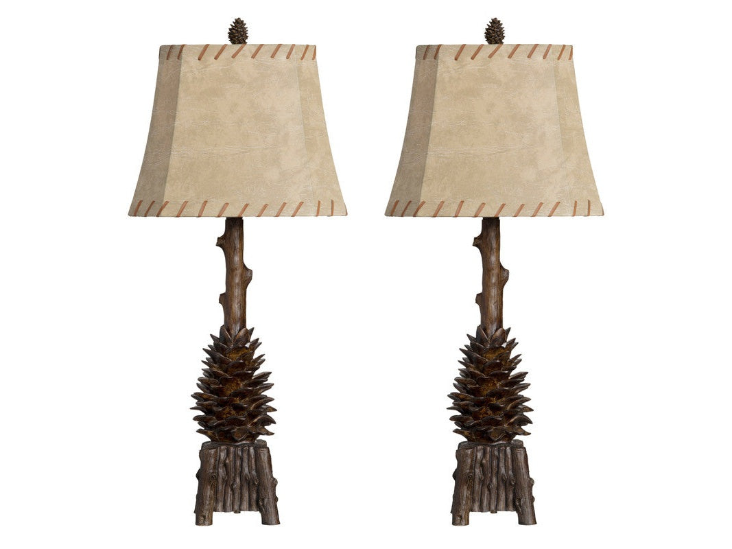 The Standing Pinecone Brown Table Lamp (Set of 2) by Crestview at Eve Furniture