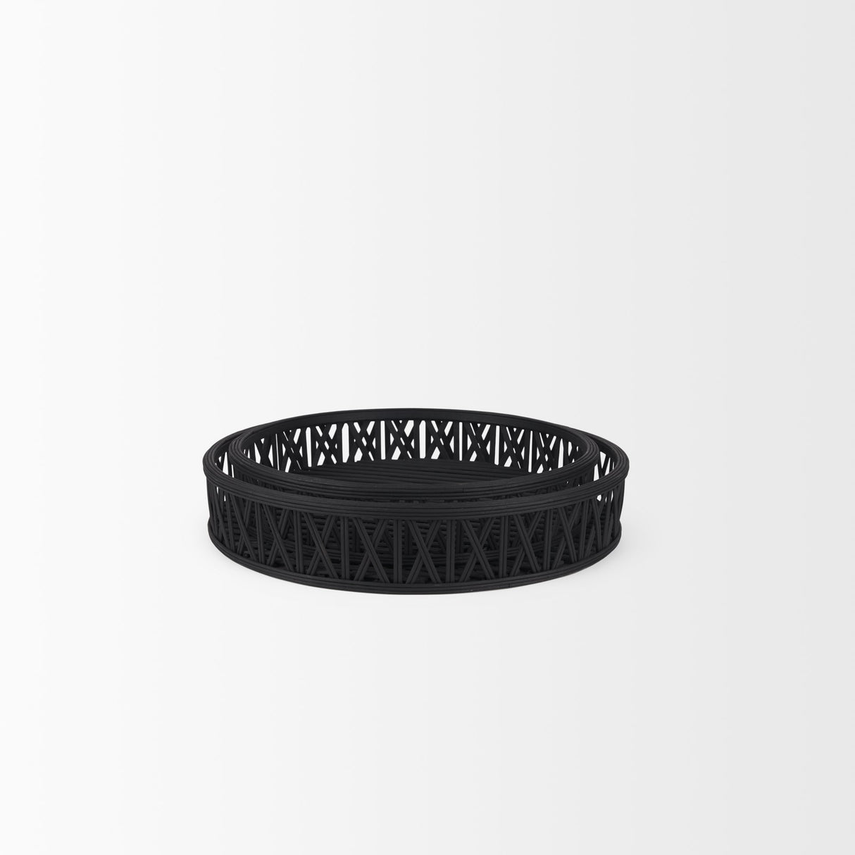 Thea Matte Black Wicker Trays (Set of 2) by Mercana at Eve Furniture