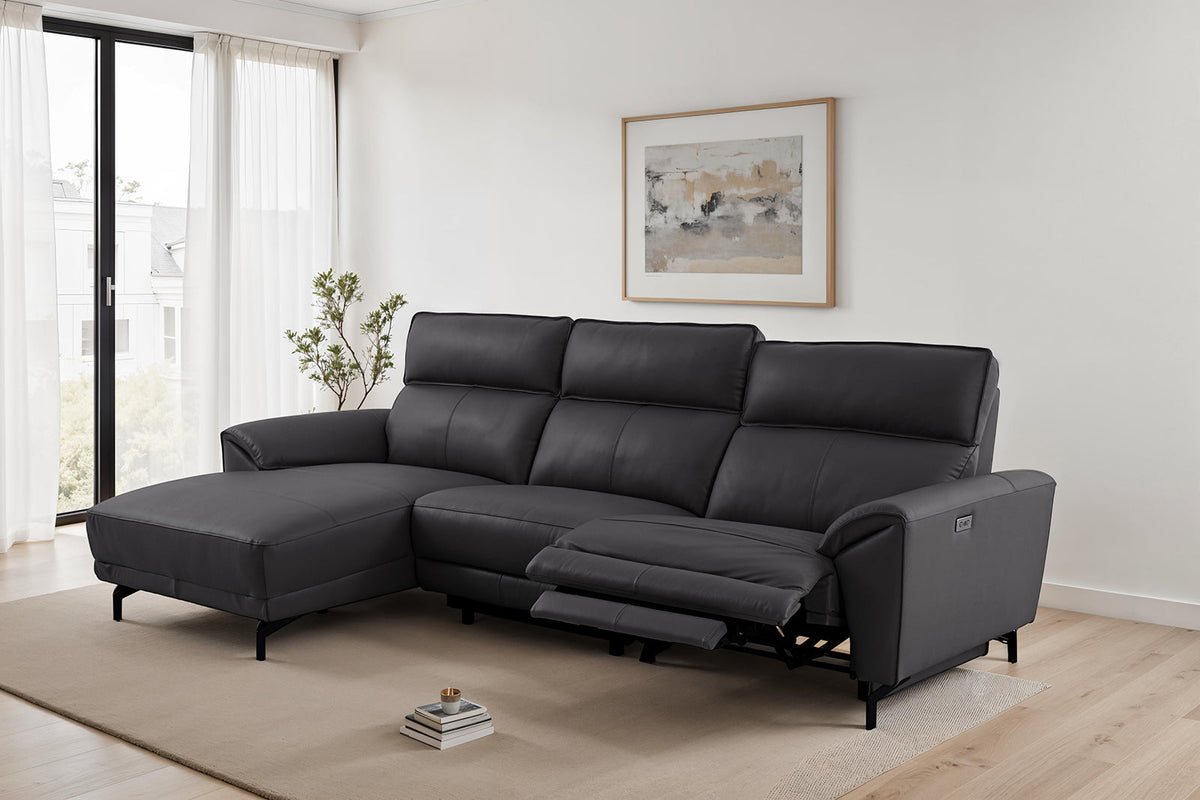 Themis Black Power Sectional with Left Chaise by Furniture of America at Eve Furniture
