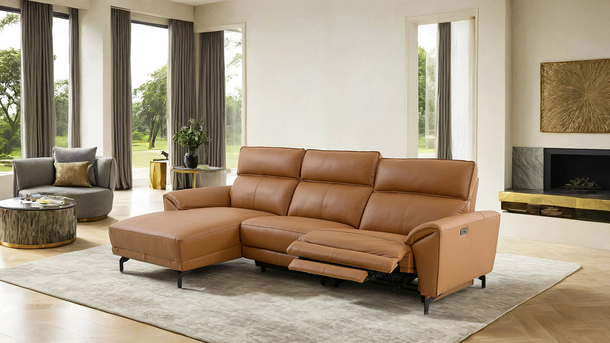 Themis Brown Clay Power Sectional with Left Chaise by Furniture of America at Eve Furniture