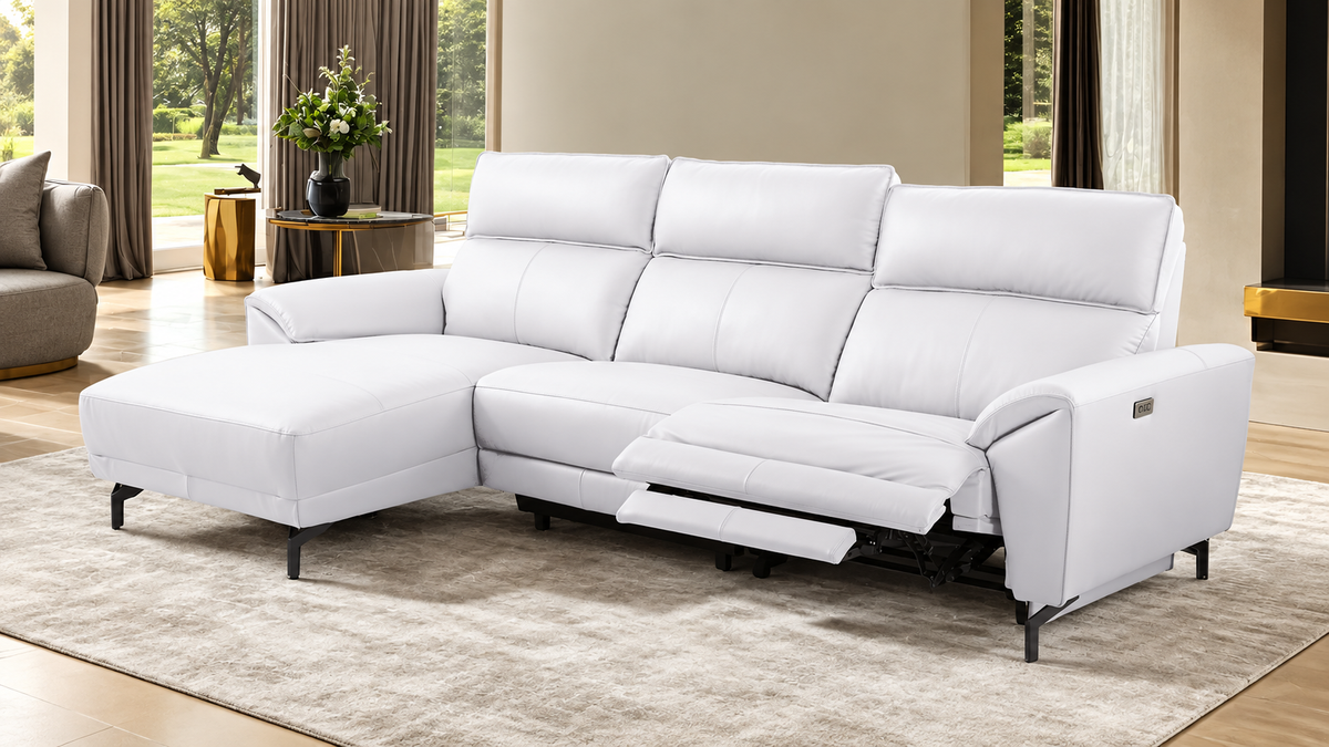 Themis White Power Sectional with Left Chaise by Furniture of America at Eve Furniture