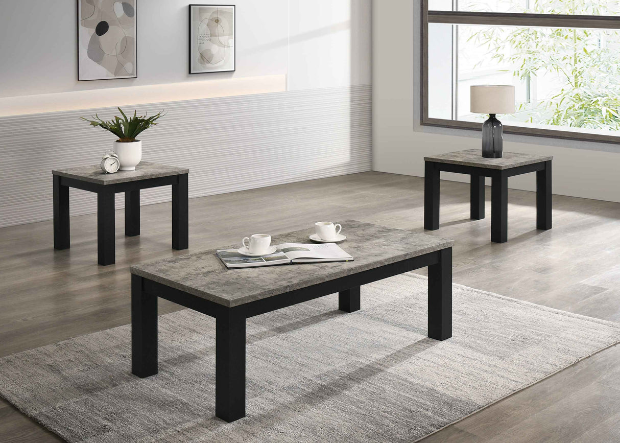 Theo Concrete/Black 3-Piece Cocktail Set by Crown Mark at Eve Furniture