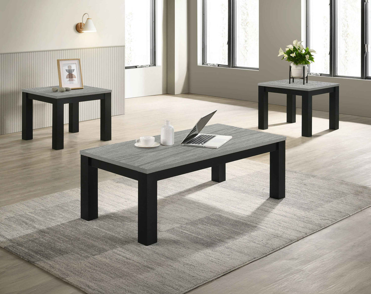 Theo Gray/Black 3-Piece Cocktail Set by Crown Mark at Eve Furniture