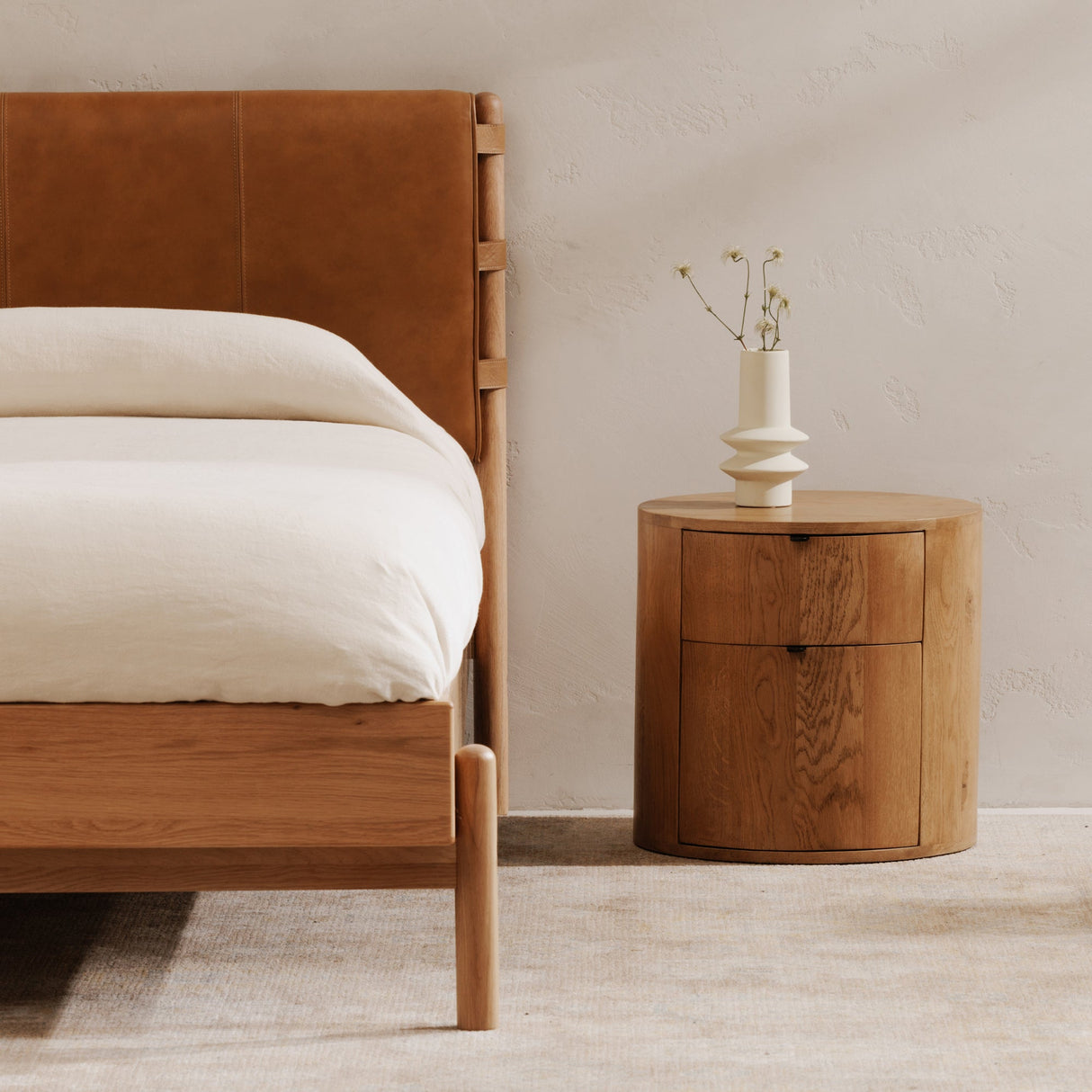 Theo Natural Two Drawer Nightstand by Moe's Home at Eve Furniture