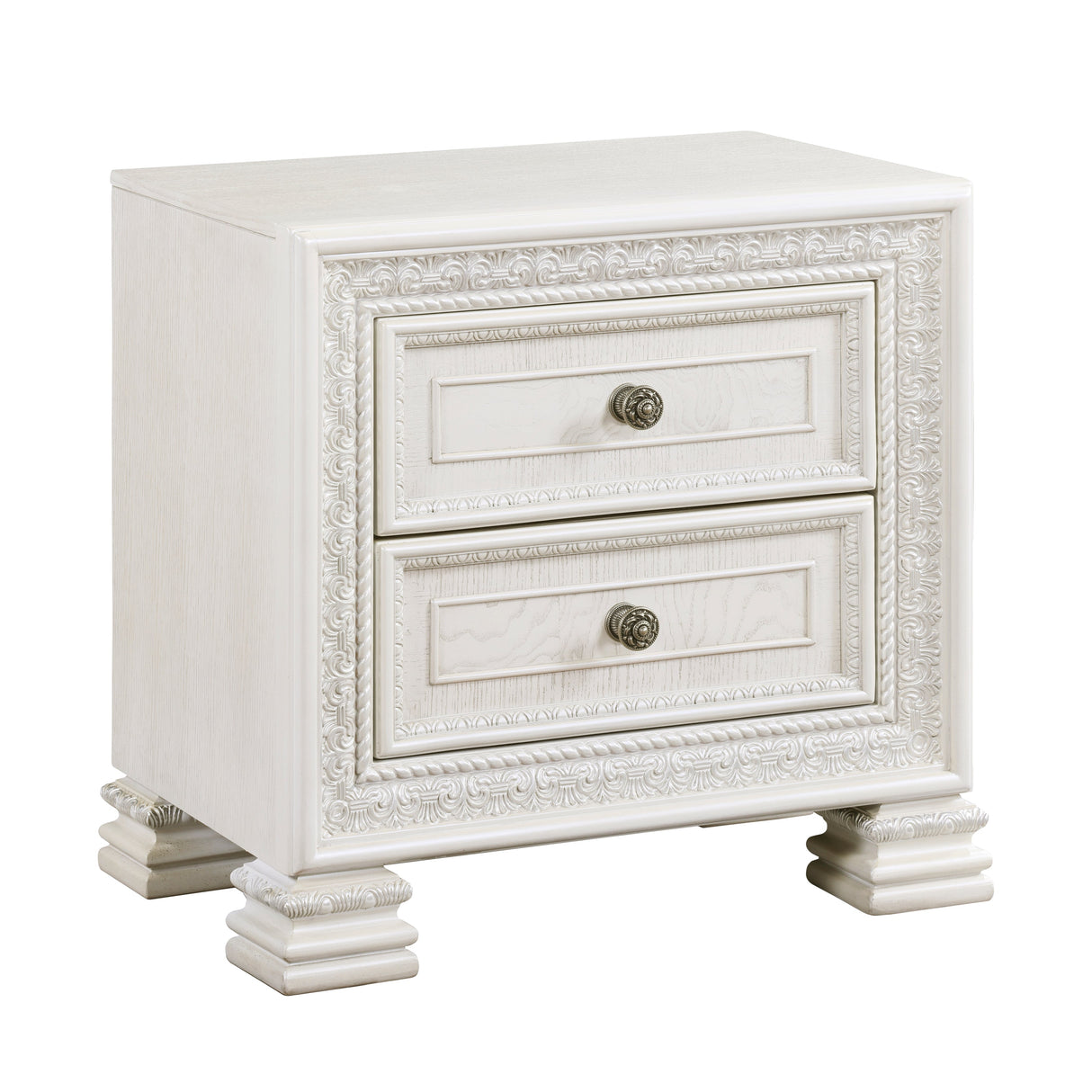 Theodora Pearl White Nightstand by Homelegance at Eve Furniture