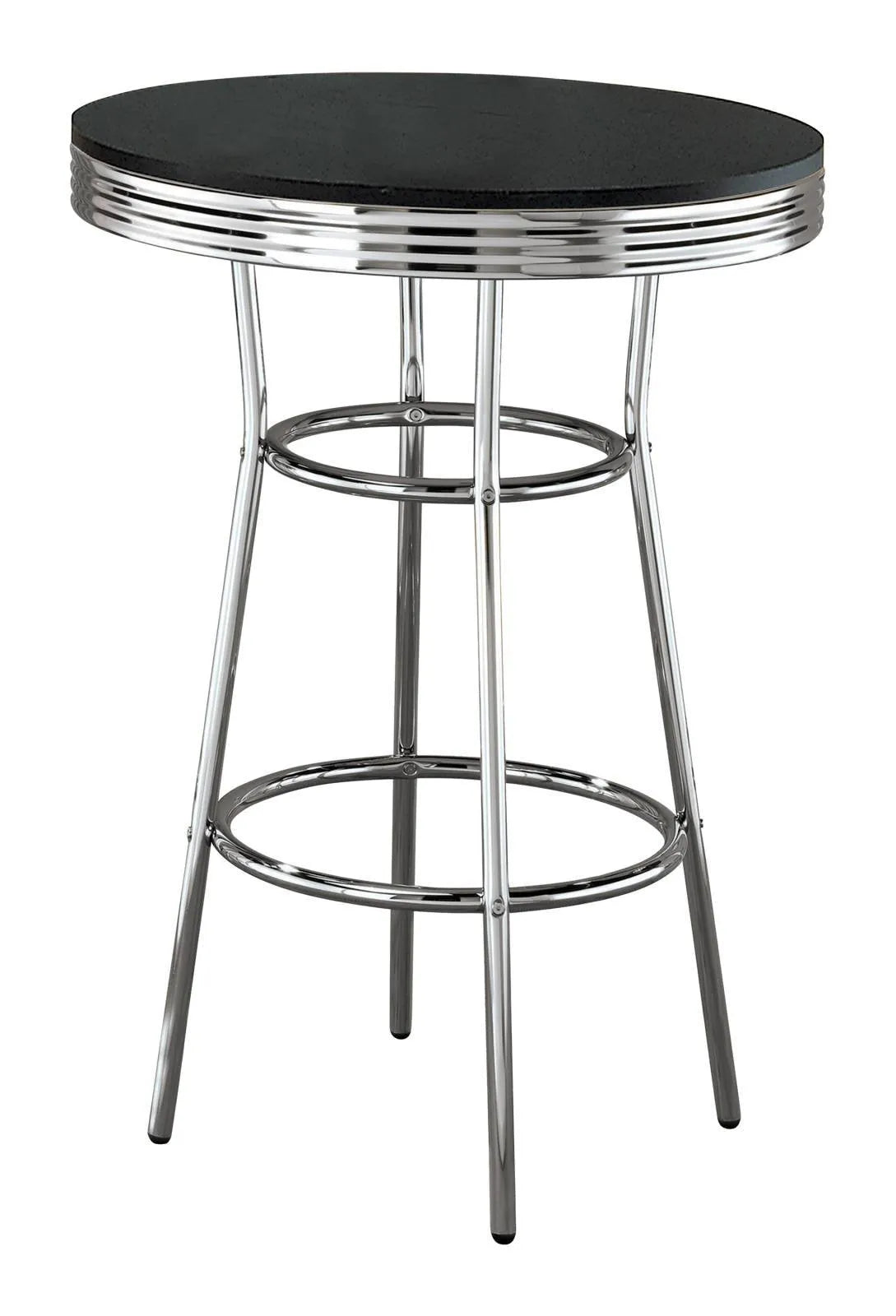 Theodore Black/Chrome Round Bar Table by Coaster at Eve Furniture