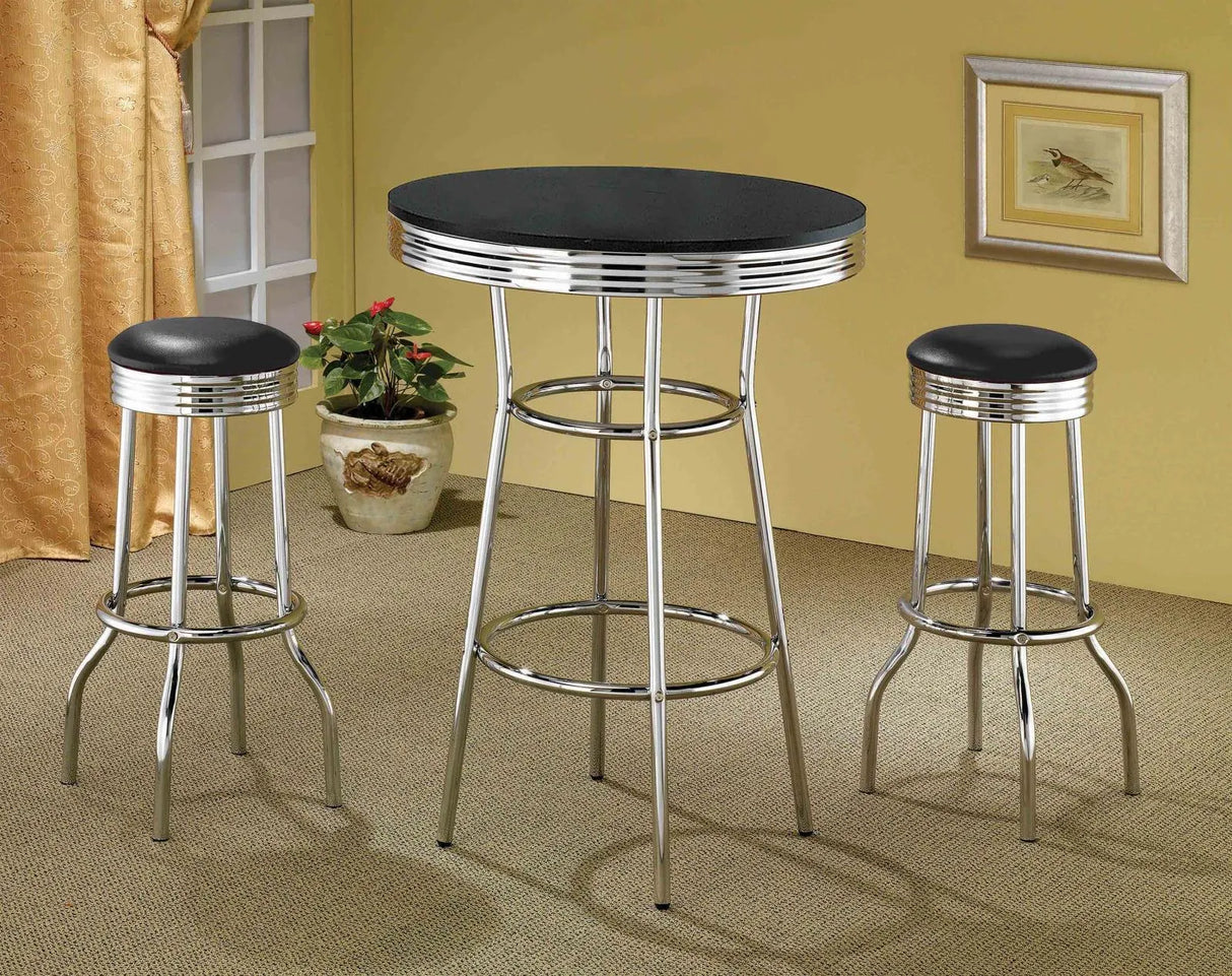 Theodore Black/Chrome Round Bar Table by Coaster at Eve Furniture