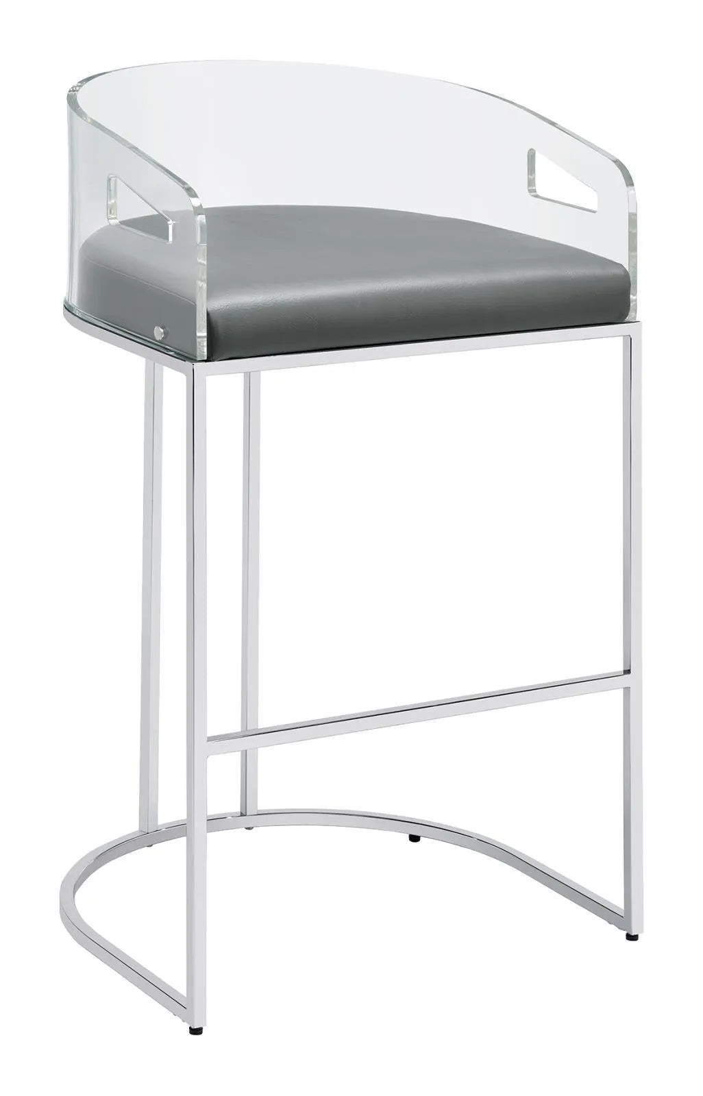 Thermosolis Gray and Chrome Acrylic Back Bar Stools, Set of 2 by Coaster at Eve Furniture