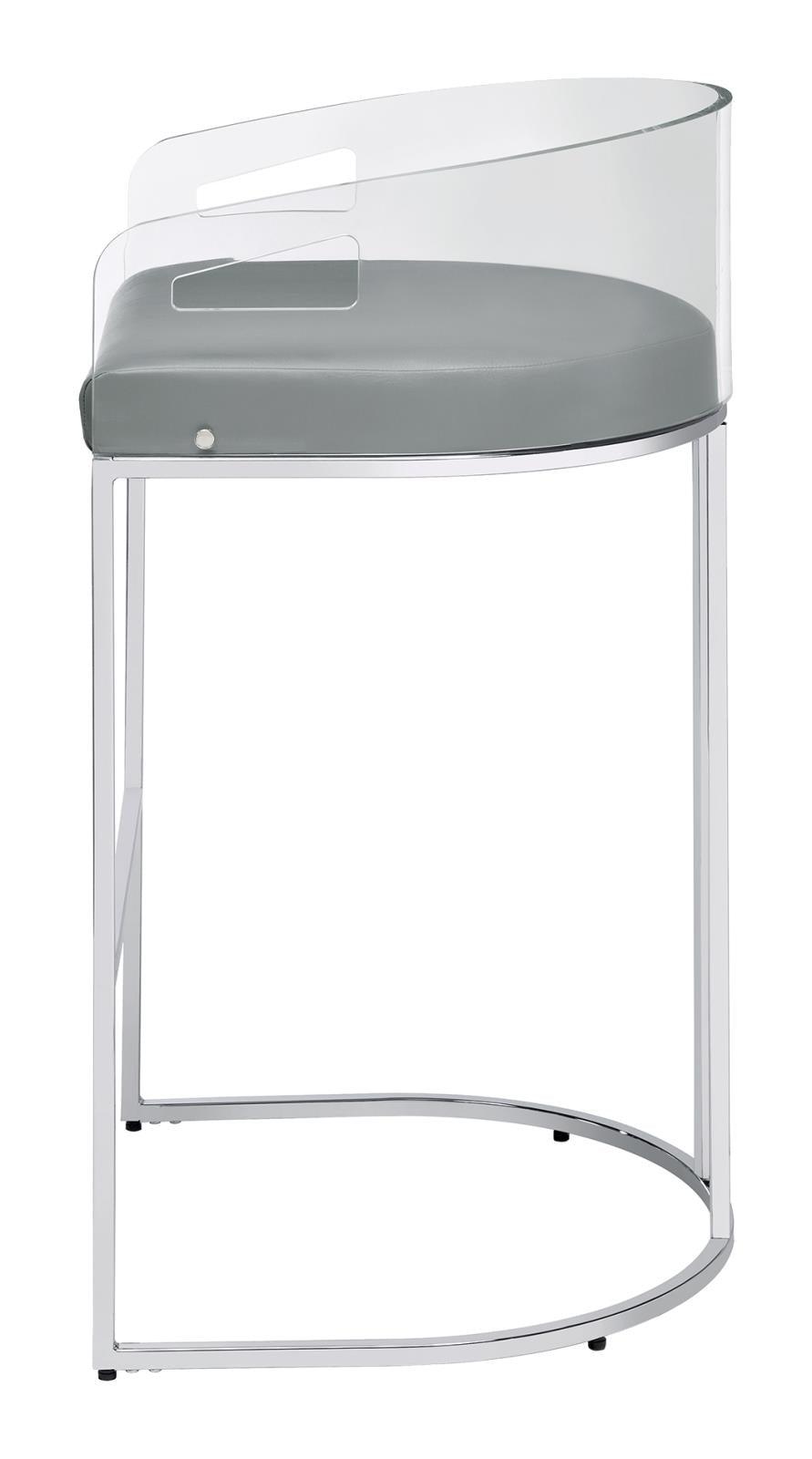 Thermosolis Gray and Chrome Acrylic Back Bar Stools, Set of 2 by Coaster at Eve Furniture