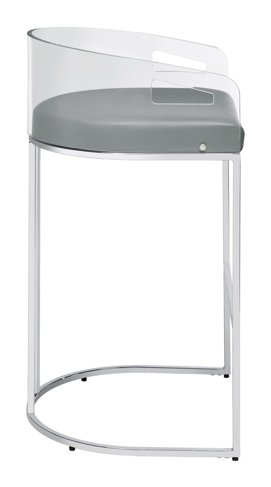Thermosolis Gray and Chrome Acrylic Back Bar Stools, Set of 2 by Coaster at Eve Furniture