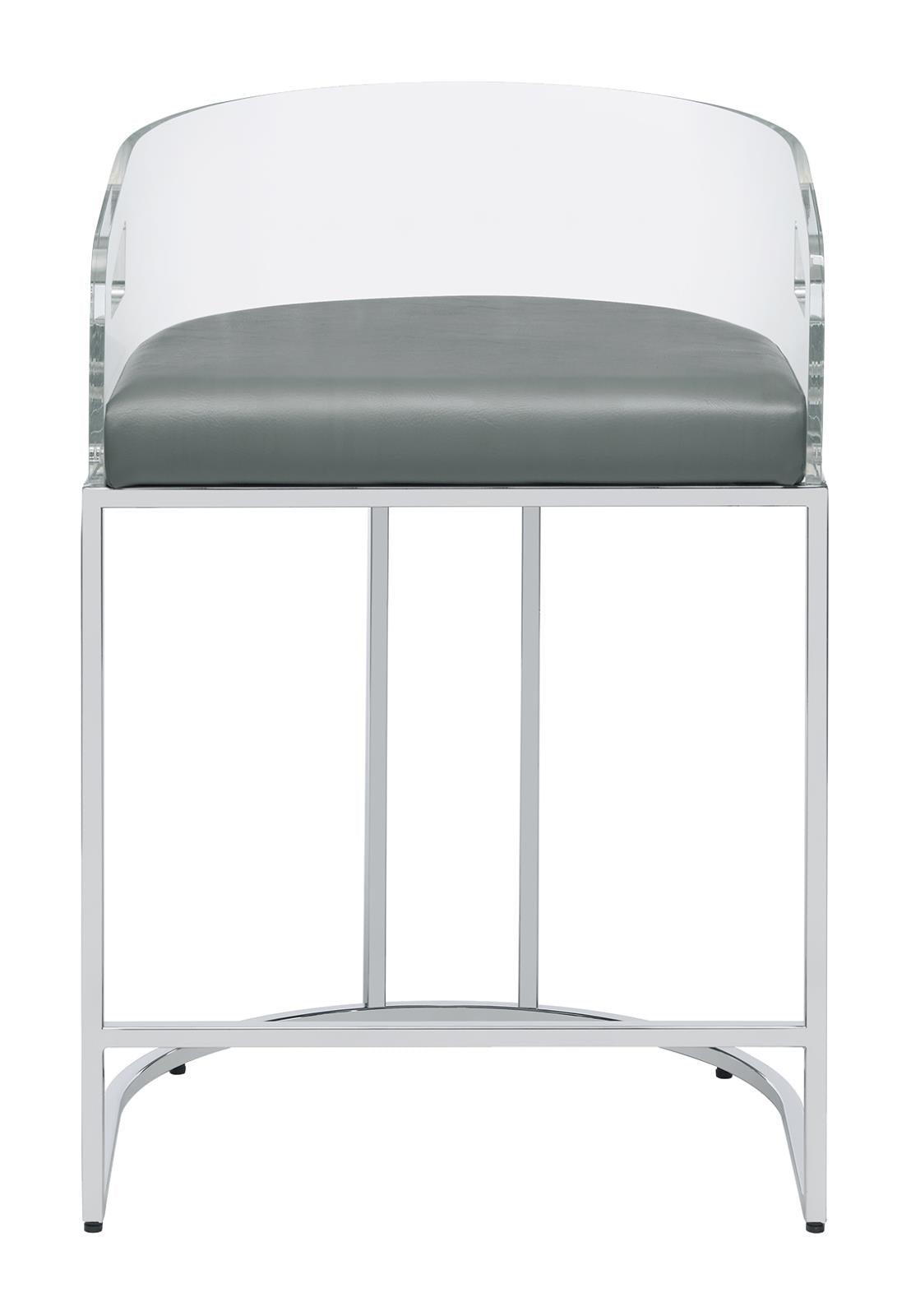 Thermosolis Gray/Chrome Acrylic Back Counter Height Stools, Set of 2 by Coaster at Eve Furniture