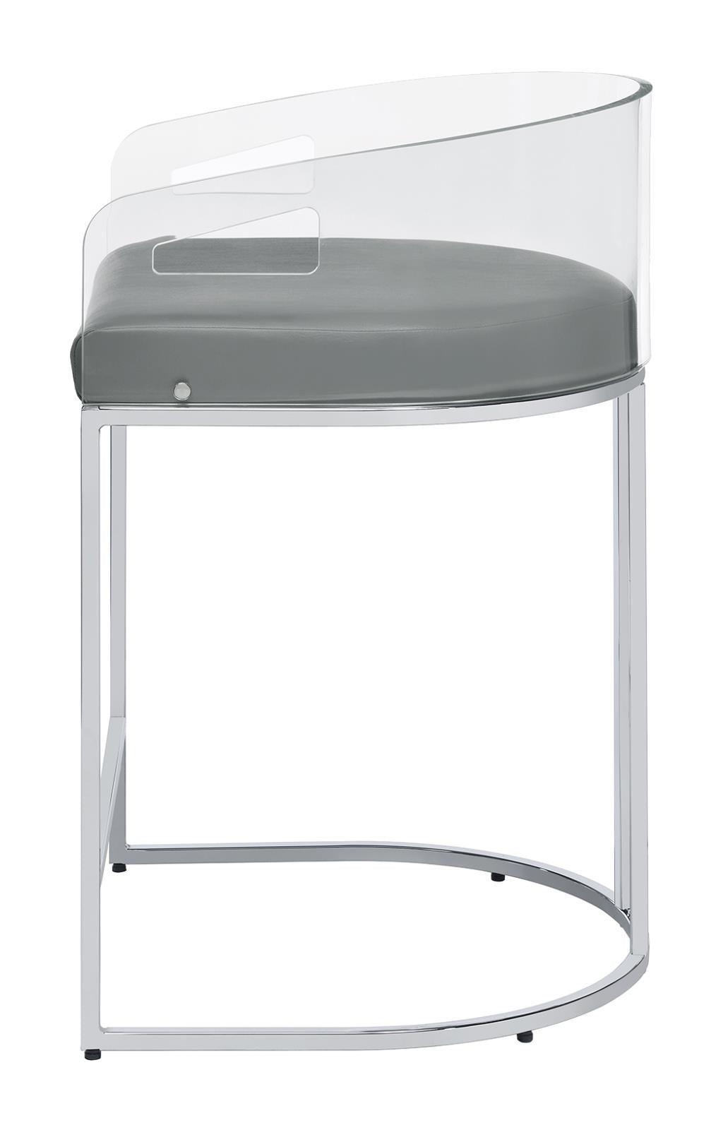 Thermosolis Gray/Chrome Acrylic Back Counter Height Stools, Set of 2 by Coaster at Eve Furniture