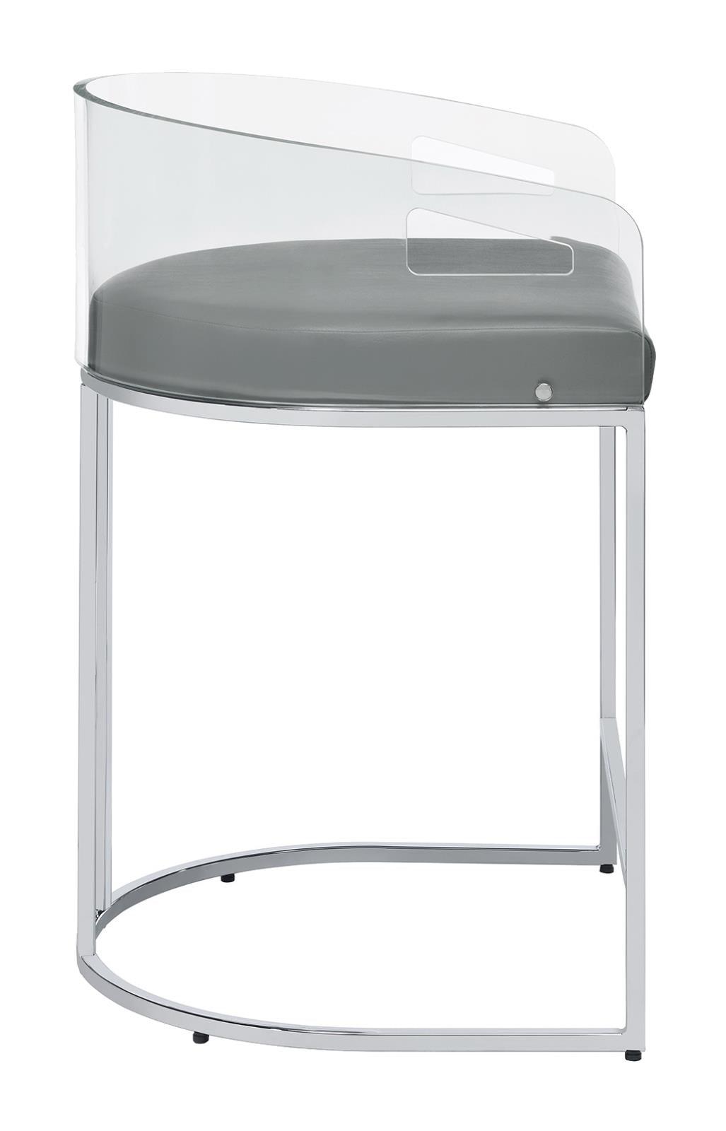 Thermosolis Gray/Chrome Acrylic Back Counter Height Stools, Set of 2 by Coaster at Eve Furniture