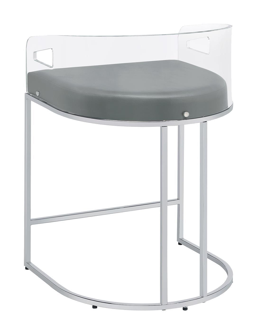 Thermosolis Gray/Chrome Acrylic Back Counter Height Stools, Set of 2 by Coaster at Eve Furniture