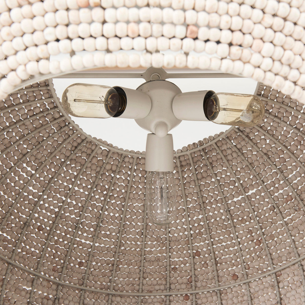 Theta 30.0 L x 30.0 W x 15.0 H White-Washed Beaded Chandelier by Mercana at Eve Furniture
