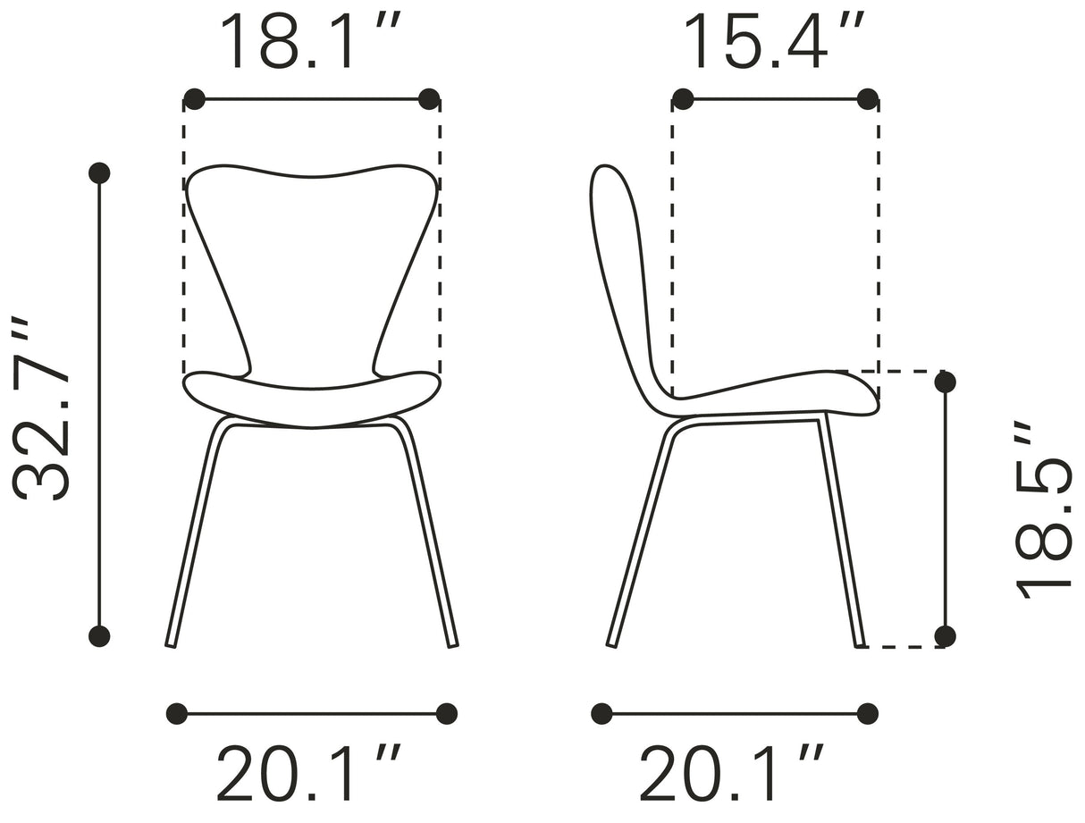 Thibideaux Ivory Dining Chair (Set of 2) by Zuomod at Eve Furniture