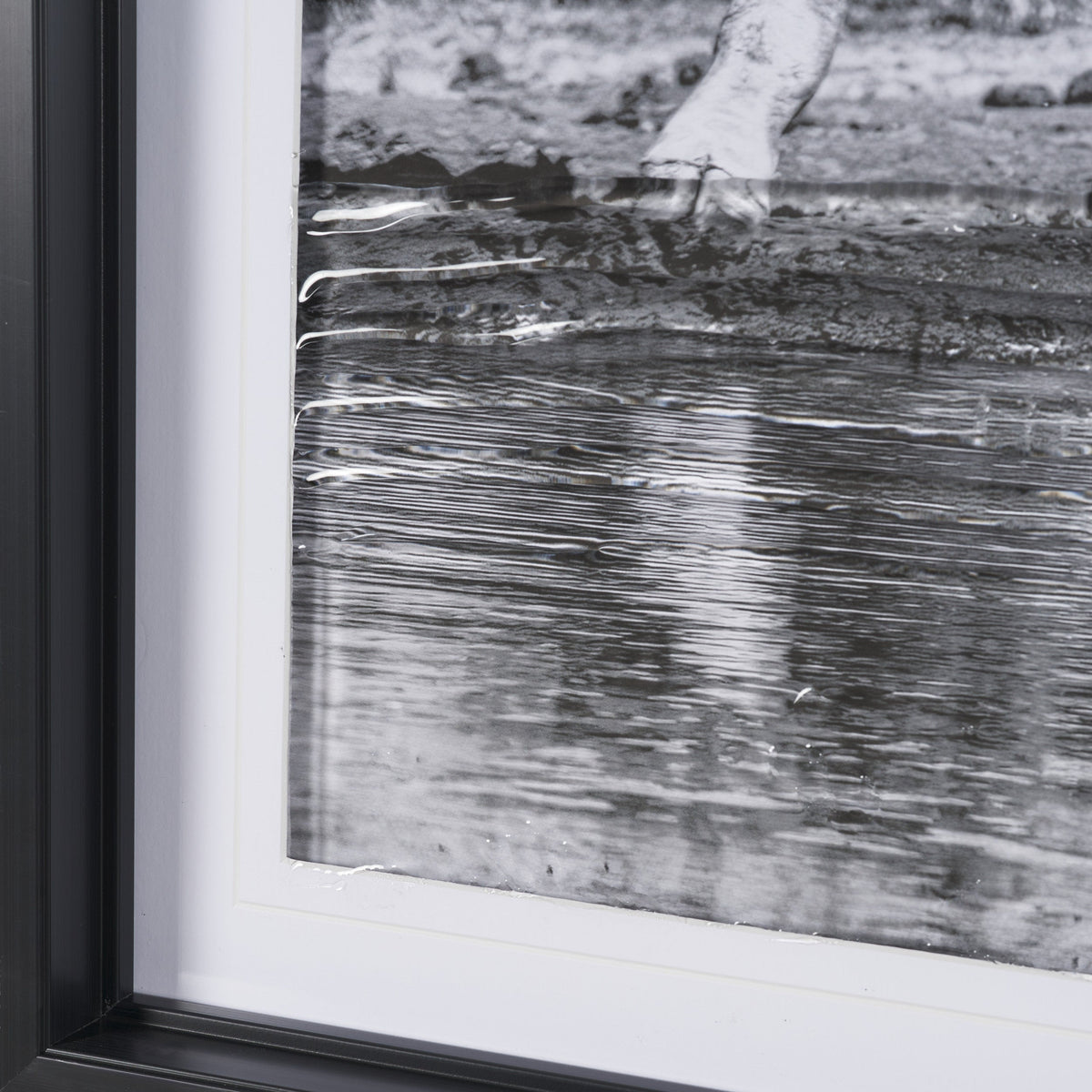 Thirsty Savanna Giraffes(Set of 2) by Jun Zuo Hand-Embellished Framed Photo Print Matted under Glass by Mercana at Eve Furniture