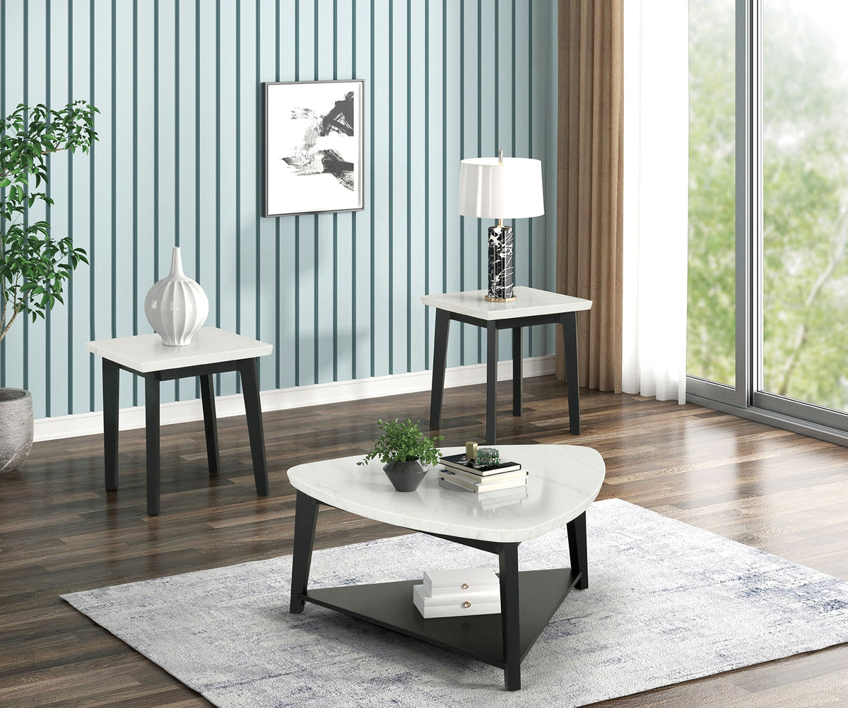 Thisted White/Black Triangle Marble Coffee Table