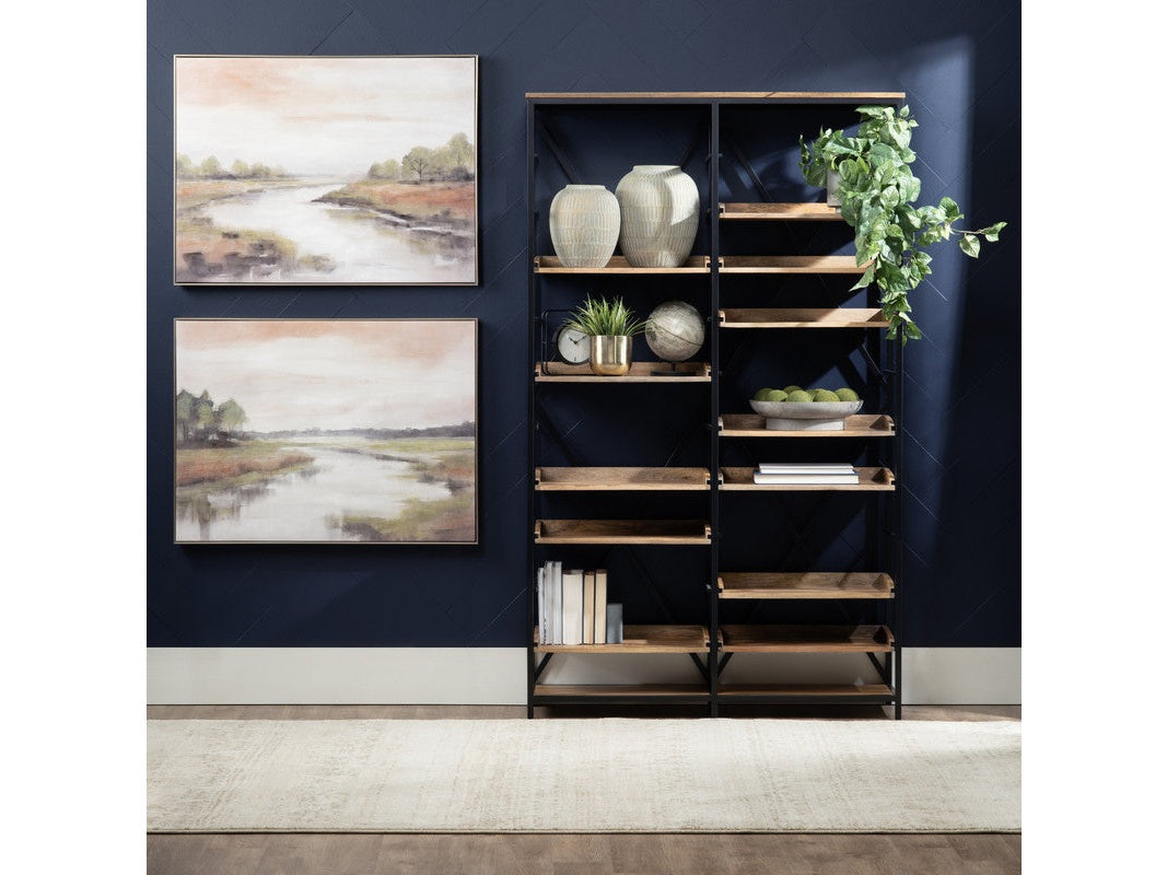 Thomas Road Brown/Black Double Etagere by Crestview at Eve Furniture