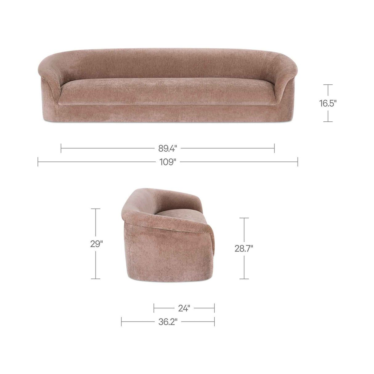 Thora Blush Sofa by Moe's Home at Eve Furniture