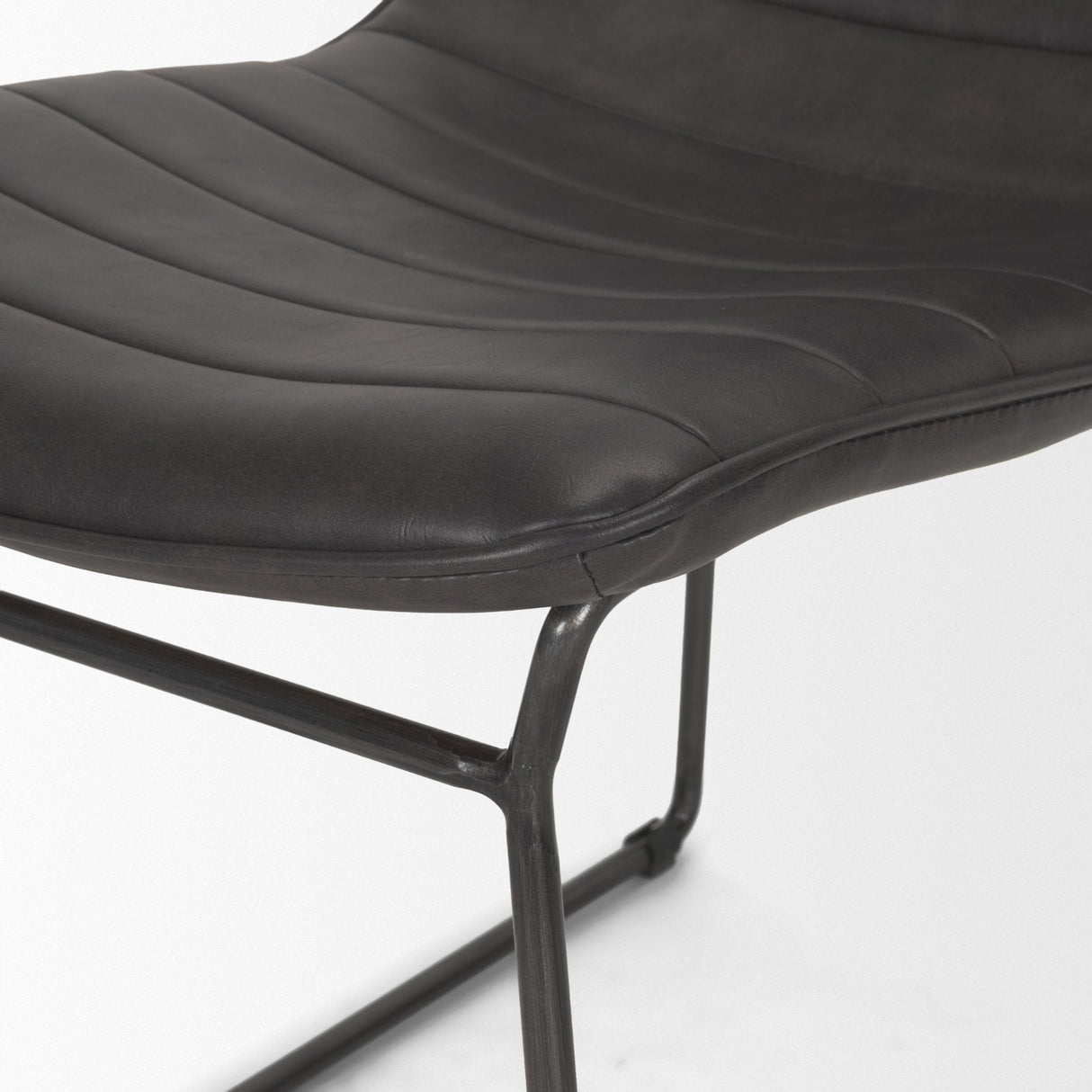 Thornton I Dark Brown Faux-Leather Seat Black Iron Frame Dining Chair, Set of 2 by Mercana at Eve Furniture