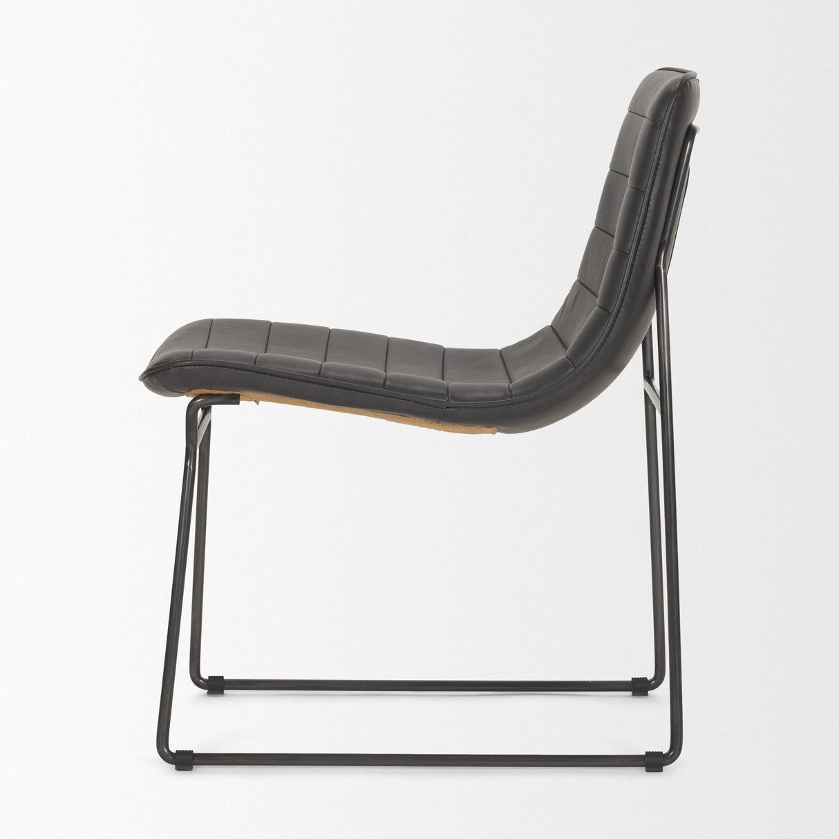 Thornton I Dark Brown Faux-Leather Seat Black Iron Frame Dining Chair, Set of 2 by Mercana at Eve Furniture