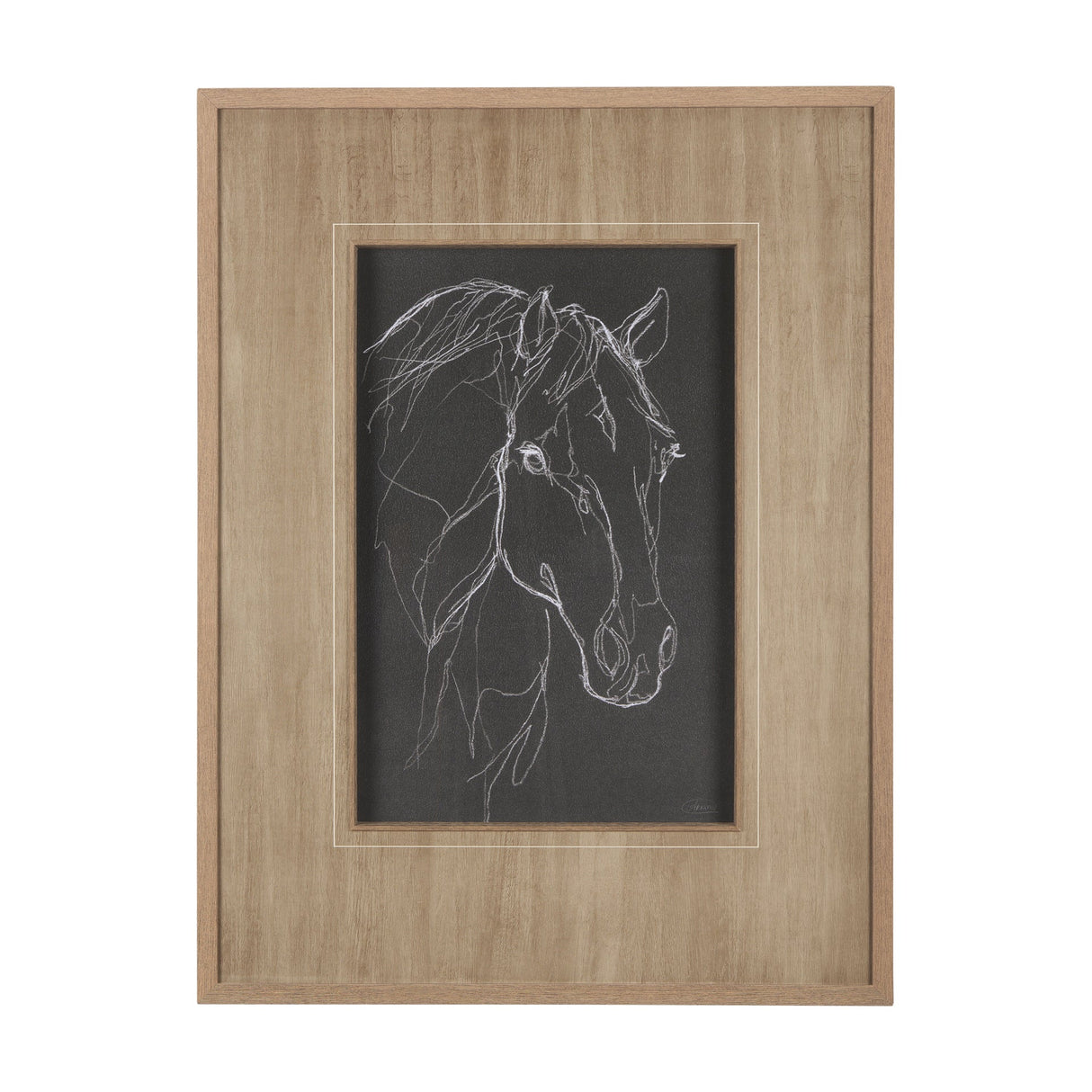 Thoroughbred Dark III by Mercana Studio Hand Embellished Textured Framed Art Print Matted under Glas by Mercana at Eve Furniture