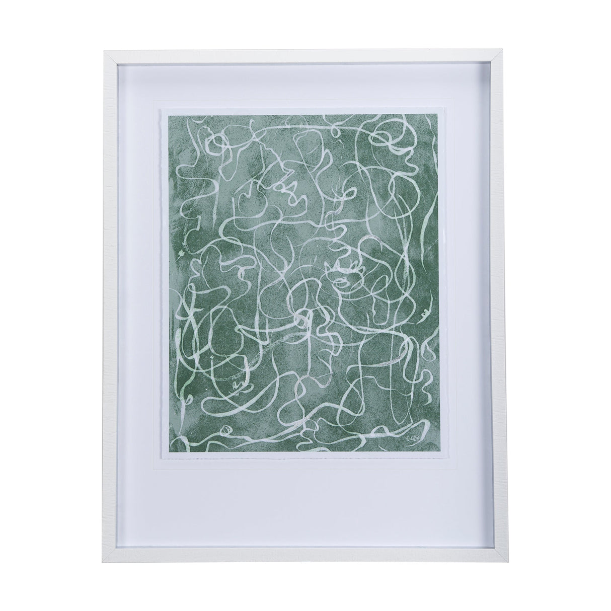 Thread Green III by Mercana Studio a Hand Embellished Textured Framed Art Print Matted under Glass by Mercana at Eve Furniture