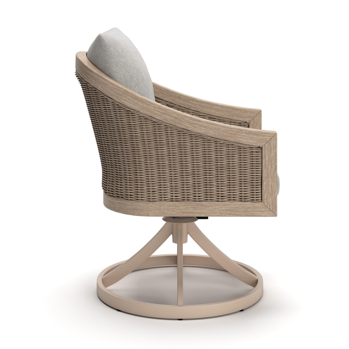 Thunder Trails Light Gray/Beige Outdoor Swivel Chair, Set of 2 by Ashley at Eve Furniture