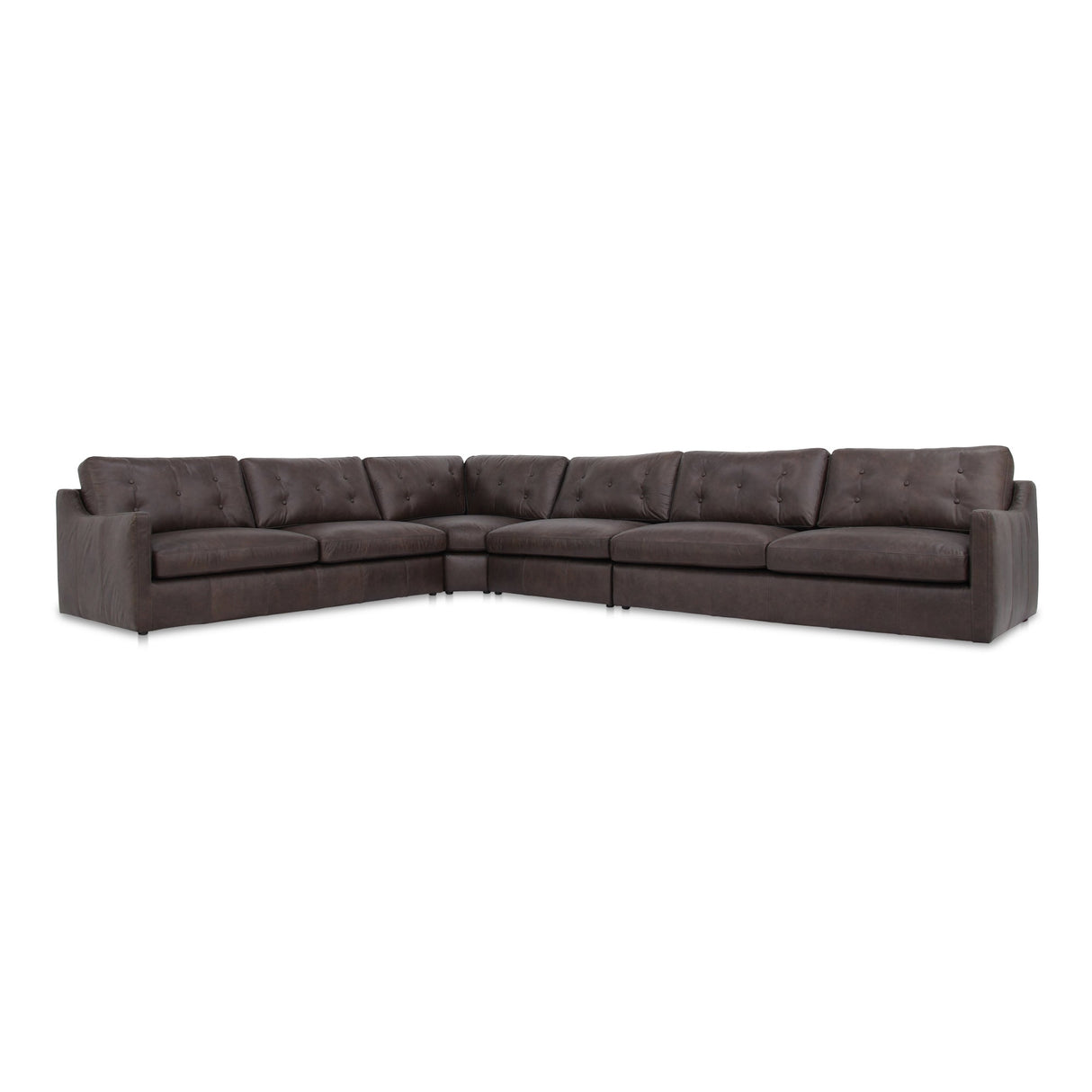 Thurlow 4 Piece Modular Sectional Espresso Brown Leather by Moe's Home at Eve Furniture
