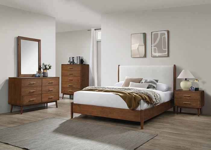 Thusis Walnut/Beige 4-Piece Queen Bedroom Set by Furniture of America at Eve Furniture
