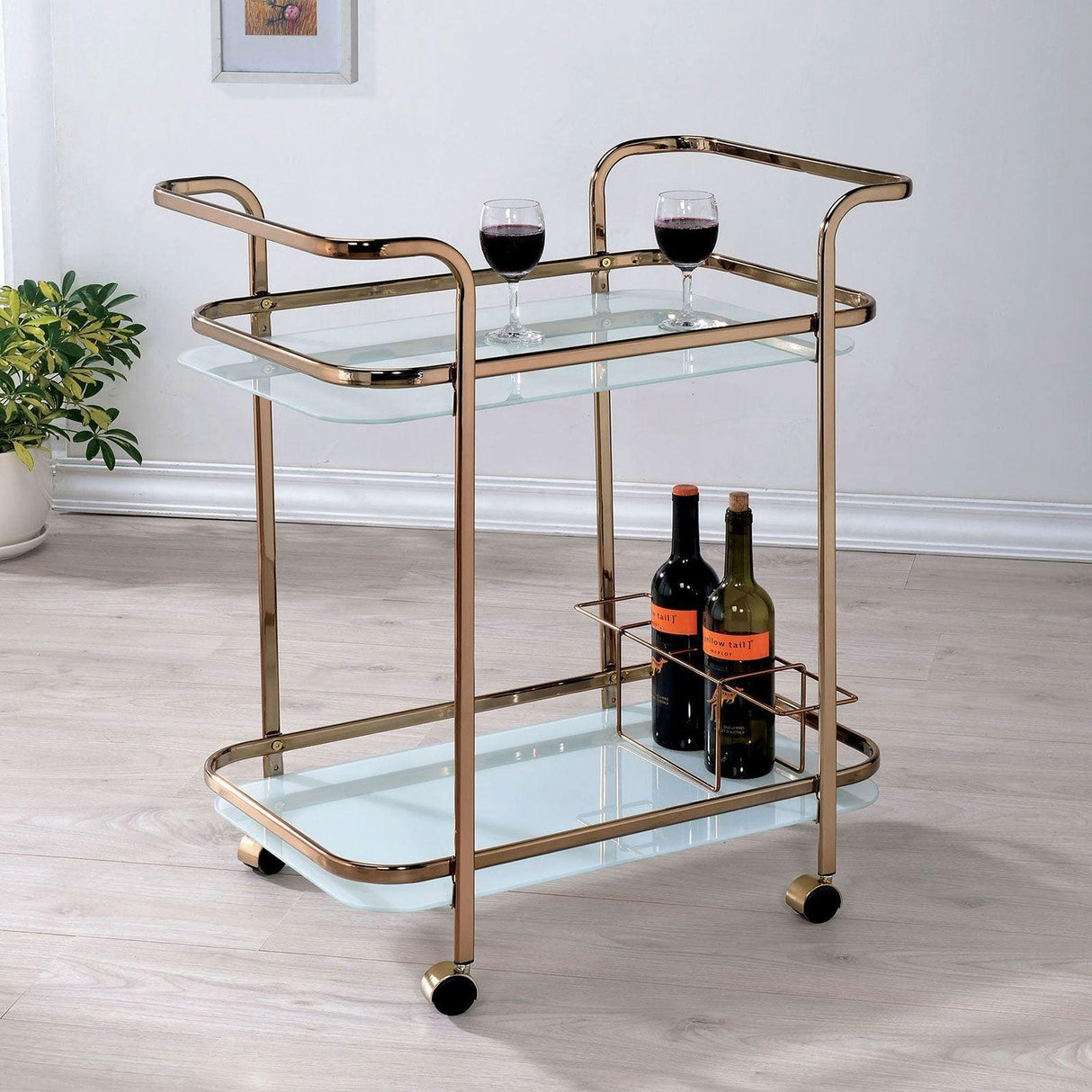 Tiana Champagne Serving Cart by Furniture of America at Eve Furniture
