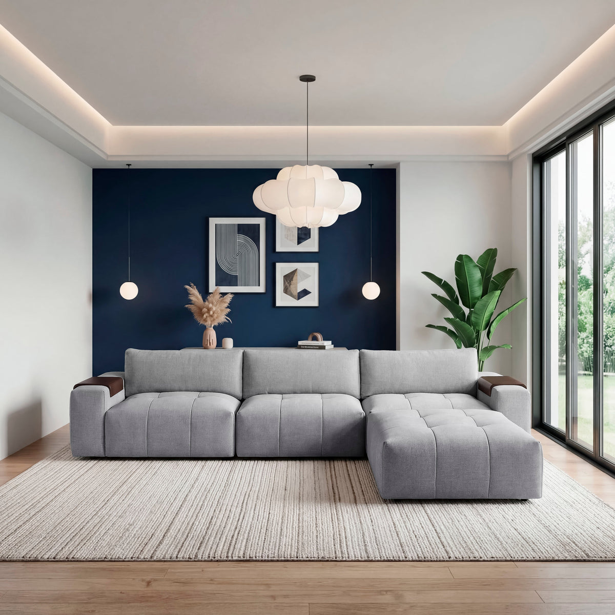 Tidal Gray 4-Piece Modular Sectional with Ottoman by Homelegance at Eve Furniture