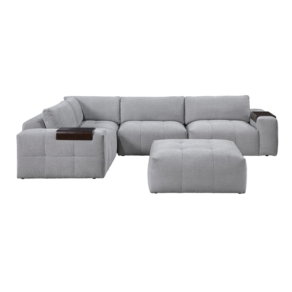 Tidal Gray 5-Piece Modular Sectional with Ottoman by Homelegance at Eve Furniture