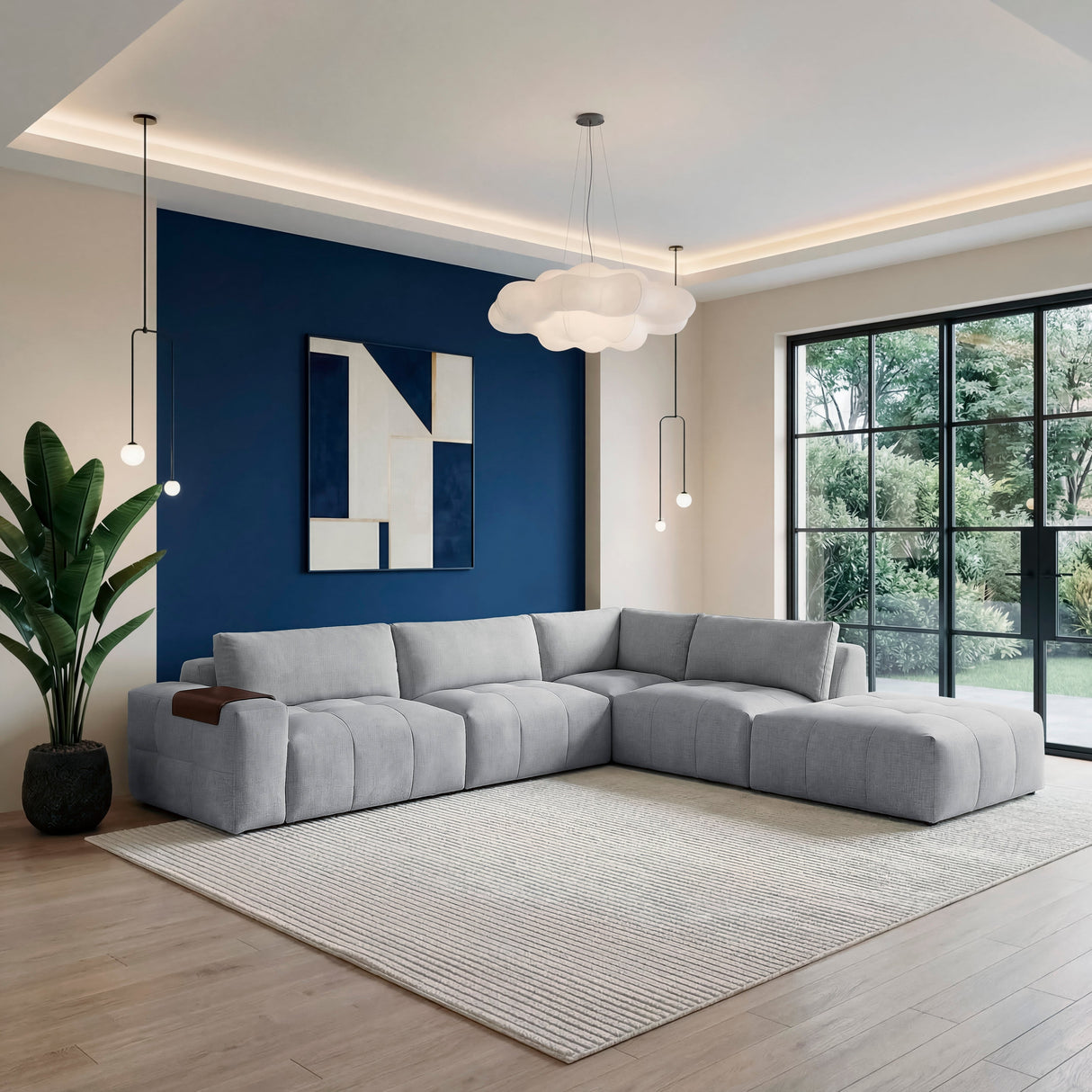 Tidal Gray 5-Piece Modular Sectional with Ottoman by Homelegance at Eve Furniture