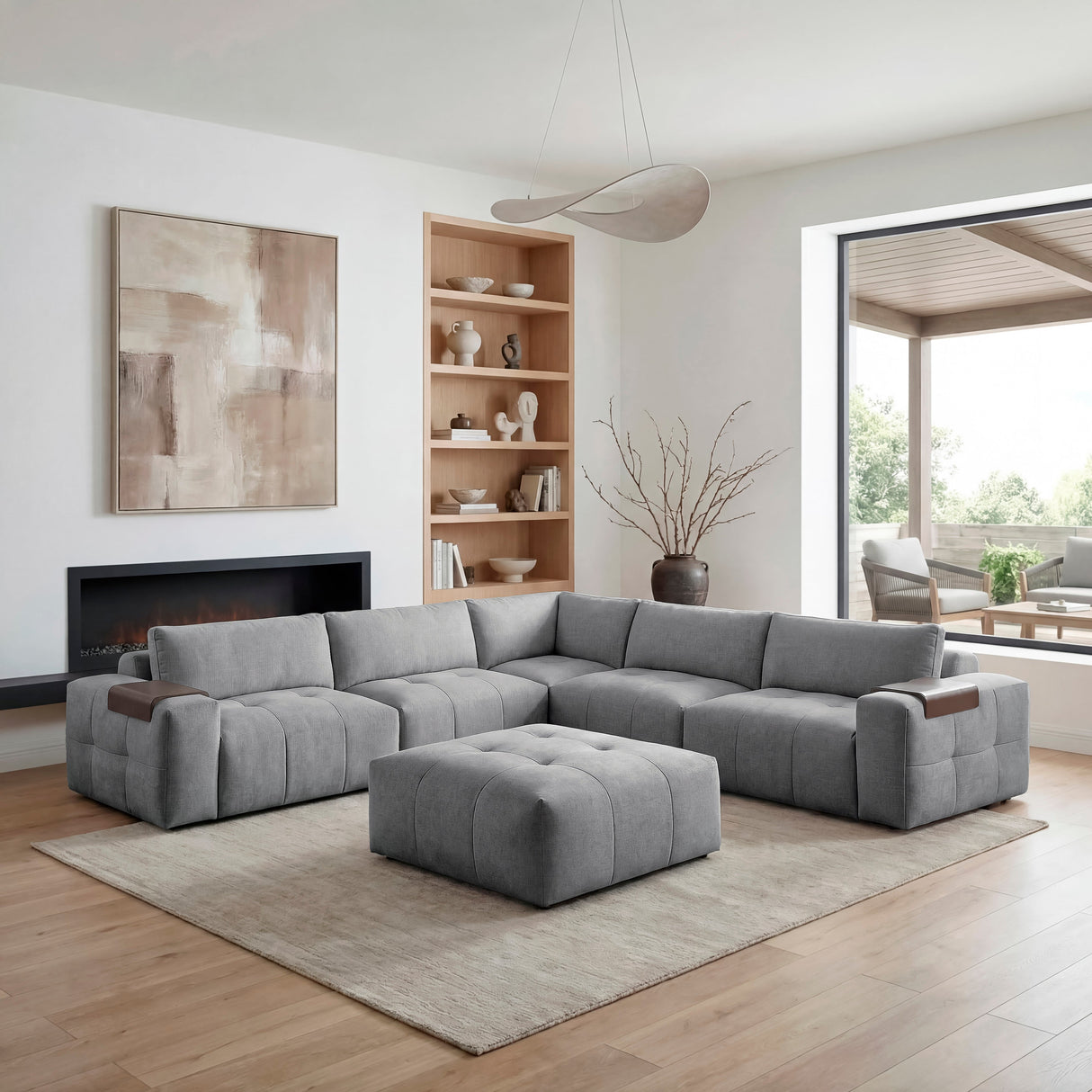 Tidal Gray 6-Piece Modular Sectional with Ottoman by Homelegance at Eve Furniture
