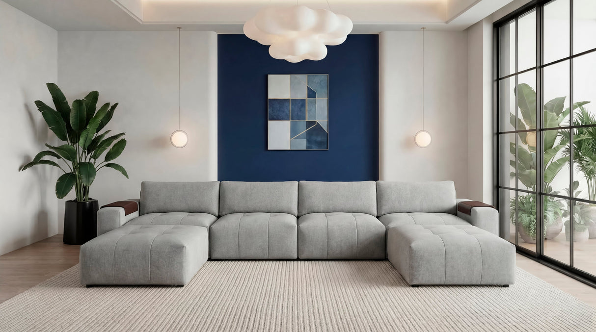 Tidal Gray 6-Piece Modular Sectional with Two Ottomans by Homelegance at Eve Furniture