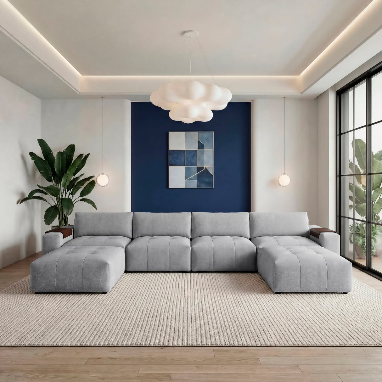 Tidal Gray 6-Piece Modular Sectional with Two Ottomans by Homelegance at Eve Furniture