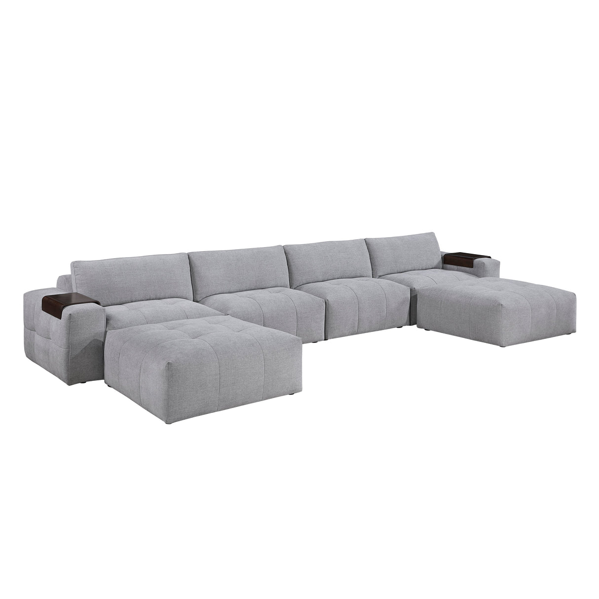 Tidal Gray 6-Piece Modular Sectional with Two Ottomans by Homelegance at Eve Furniture