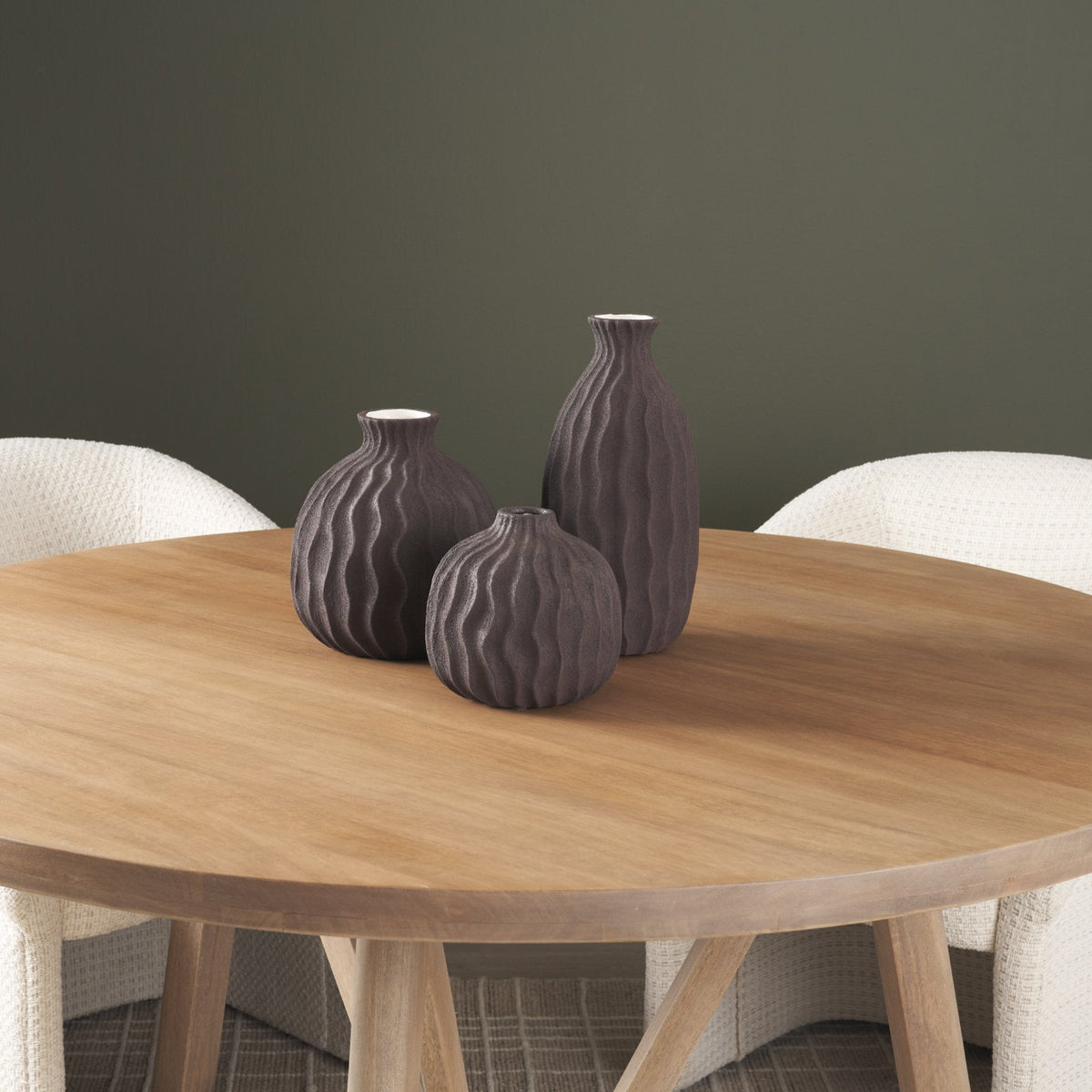 Tidal Tall Ceramic Rippled Decorative Vase by Mercana at Eve Furniture