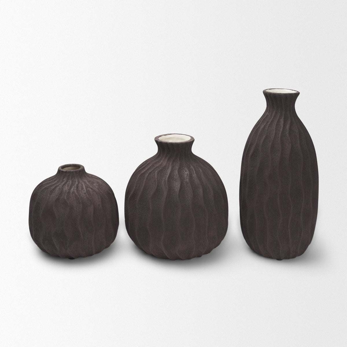 Tidal Tall Ceramic Rippled Decorative Vase by Mercana at Eve Furniture