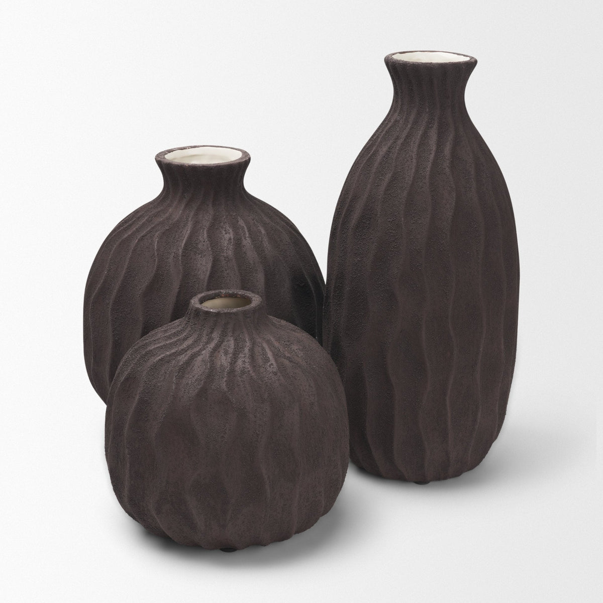 Tidal Tall Ceramic Rippled Decorative Vase by Mercana at Eve Furniture